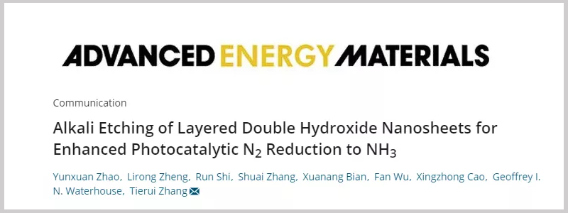 Cited by Researcher Zhang Tierui's Team at the Institute of Physical Chemistry, Chinese Academy of Sciences